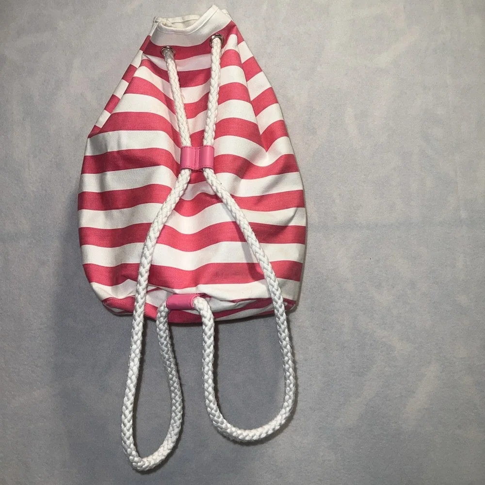 Victoria's Secret 2WAY Shoulder‎ Bag Backpack Pink and White Striped Pattern
